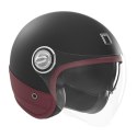 NOX PREMIUM KASK OTWARTY JET HERITAGE LEATHER KOLOR CZARNY MAT/CZERWONY ROZMIAR M