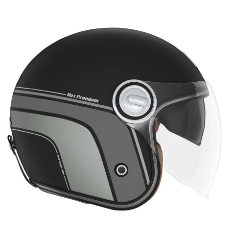 NOX PREMIUM KASK OTWARTY JET HERITAGE LINE KOLOR CZARNY/TYTANOWY MAT ROZMIAR M