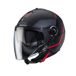 CABERG PROMOCJA KASK OTWARTY JET Z BLENDĄ MODEL RIVIERA V4X GEO KOLOR CZARNY MAT/CZERWONY/SZARY ROZMIAR XS