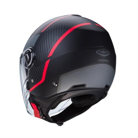 CABERG PROMOCJA KASK OTWARTY JET Z BLENDĄ MODEL RIVIERA V4X GEO KOLOR CZARNY MAT/CZERWONY/SZARY ROZMIAR XS