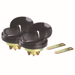 GAUSS KLAKSON (SYGNAŁ DŹWIĘKOWY) UNIWERSALNY CZARNY (WYSOKI I NISKI TON 2 SZT. ) (ŚREDNICA 90 MM)