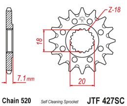 JT ZĘBATKA PRZEDNIA 432 13 SUZUKI RM 125 '92-'07, RMZ 250 '10-'12 SAMOOCZYSZCZAJĄCA (43213JT) (ŁAŃC. 520)