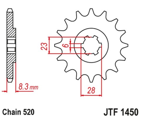 JT ZĘBATKA PRZEDNIA 436 13 SUZUKI LT 500 '88-92', RM 465 '81-82', RM 500 '83-84' (43613JT) (ŁAŃC. 520)