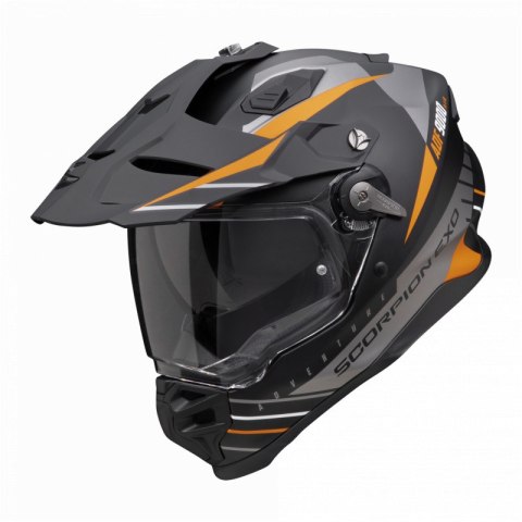 SCORPION KASK DUAL ENDURO / ADVENTURE ADF-9000 AIR FEAT BLACK/SILVER/ORANGE KOLOR CZARNY/SREBRNY/POMARAŃCZOWY MAT ROZMIAR M