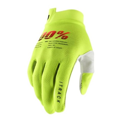 100 PROCENT RĘKAWICE CROSS/ENDURO ITRACK FLUO YELLOW KOLOR ŻÓŁTY FLUO ROZMIAR S STARY KOD: 10015-004-10