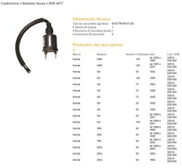 DZE CEWKA ZAPŁONOWA HONDA NSR125 93-01 (30510-GZ9-000) TRX90 '93-'05
