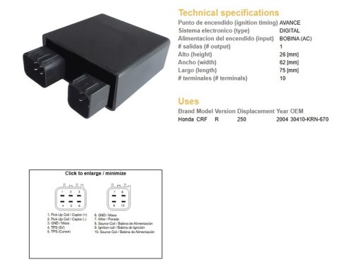 DZE MODUŁ ZAPŁONU CDI HONDA CRF 250R '04 (30410-KRN-670)