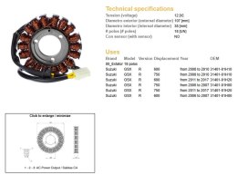 DZE UZWOJENIE ALTERNATORA STATOR SUZUKI GSX 600R '08-'17; GSX 750R '06-'17 (OEM 31401-01H20)