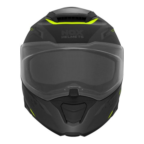 NOX KASK SZCZĘKOWY (FLIP-UP) Z BLENDĄ N967 SYNCHRO KOLOR CZARNY/ŻÓŁTY FLUO/SZARY MAT ROZMIAR XXL