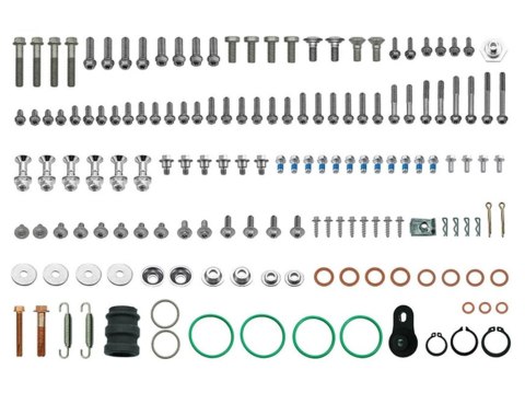 PSYCHIC 2025/01 KOMPLET ŚRUB, NAKRETEK, PODKŁADEK I TULEJEK DO MONTAŻU PLASTIKÓW KTM SX / XC 85 / 125 / 150 '02-'24, HUSQVARNA T