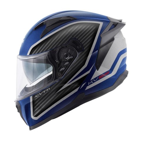KAPPA 2024/12 KASK KV52 KRONOS INTEGRALNY Z BLENDĄ KOLOR CZARNY NIEBIESKI SREBRNY MAT CARBON LOOK ROZMIAR 56 / S (HOMOLOGACJA EC KAPPA