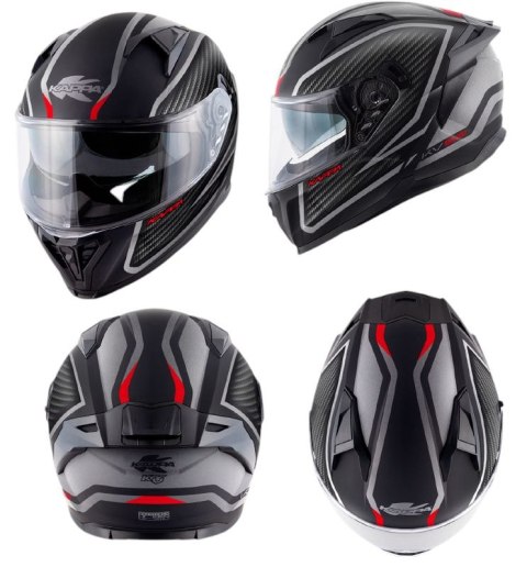 KAPPA 2024/12 KASK KV52 KRONOS INTEGRALNY Z BLENDĄ KOLOR CZARNY TYTANOWY MAT CARBON LOOK ROZMIAR 56 / S (HOMOLOGACJA ECE 22R06) KAPPA