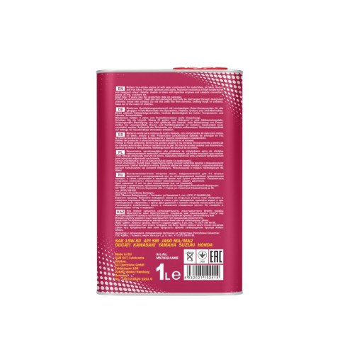 MANNOL OLEJ SILNIKOWY 4T MOTORBIKE 15W50 1L ESTER + MA2 SEMISYNTETYK METALOWA PUSZKA (7832) (12) MANNOL