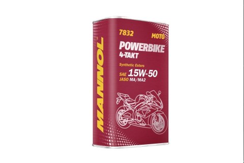 MANNOL OLEJ SILNIKOWY 4T MOTORBIKE 15W50 1L ESTER + MA2 SEMISYNTETYK METALOWA PUSZKA (7832) (12) MANNOL