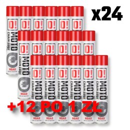 OMOTO ZESTAW 24 SZTUKI SPRAY SMAR DO ŁAŃCUCHA 750ML ROAD O! CHAIN LUBE + 12 SZTUK PO 1 ZŁ SPRAY SMAR DO ŁAŃCUCHA 750ML ROAD O! C O-MOTO
