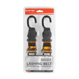 BIKETEC 2 PASY TRANSPORTOWE 25MM X 3M OBCIĄŻENIE DO 350KG, 2 PASY, KOLOR POMARAŃCZOWY BIKETEC OM