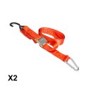 BIKETEC 2 PASY TRANSPORTOWE Z HAKIEM 38MM X 2M OBCIĄŻENIE DO 300KG, 2 PASY, KOLOR CZERWONY BIKETEC OM