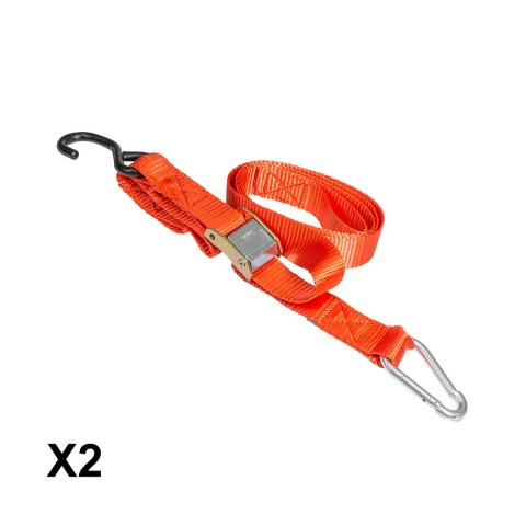 BIKETEC 2 PASY TRANSPORTOWE Z HAKIEM 38MM X 2M OBCIĄŻENIE DO 300KG, 2 PASY, KOLOR CZERWONY BIKETEC OM