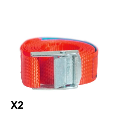 BIKETEC KOMPLET 2 PASÓW TRANSPORTOWYCH 25MM X 2M OBCIĄŻENIE DO 250KG, 2 PASY KOLOR CZERWONY BIKETEC OM