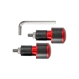 BIKETEC KOŃCÓWKI/CIĘŻARKI KIEROWNICY UNIWERSALNE KOLOR CZERWONY/KARBON BIKETEC OM