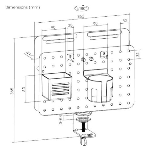 BIKETEC MONTOWANA NA BIURKO OBROTOWA TABLICA Z PIONOWYM ORGANIZEREM STAL MALOWANA PROSZKOWO KOLOR CZARNY BIKETEC OM