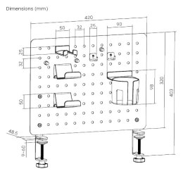 BIKETEC ORGANIZER NA BIURKO WARSZTATOWE ZESTAW 420 X 99 X 477 MM MONTAŻ NA ZACISK STAL MALOWANA PROSZKOWO KOLOR CZARNY BIKETEC OM