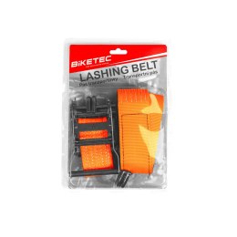 BIKETEC PAS TRANSPORTOWY Z HAKIEM 50MM X 4M OBCIĄŻENIE DO 2000KG, 2 PASY, KOLOR POMARAŃCZOWY BIKETEC OM