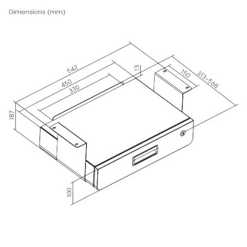BIKETEC SZUFLADA METALOWA Z ZAMKIEM I MIEJCEM DODTKOWYM POD BLATEM BIKETEC OM