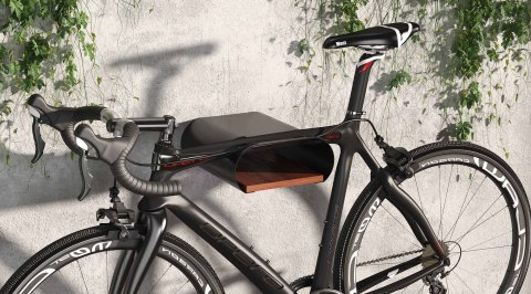 BIKETEC WIESZAK ŚCIENNY NA ROWER (WALL BIKE RACK) KOLOR CZARNY Z PÓŁKĄ BIKETEC OM