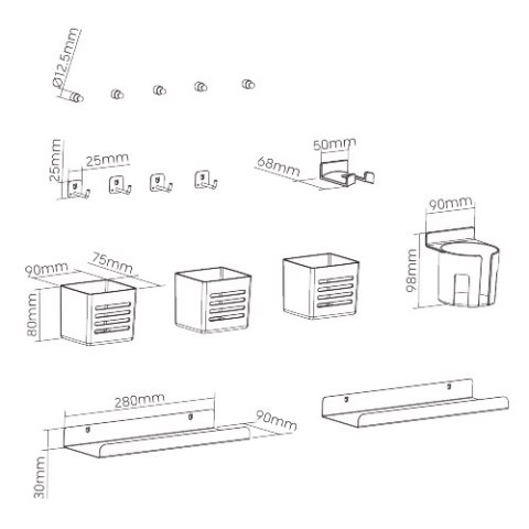 BIKETEC ZESTAW UCHWYTÓW TYP 1 DO ORGANIZERA NA BIURKO WARSZTATOWE KOLOR CZARNY BIKETEC OM