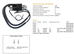 DZE CEWKA ZAPŁONOWA HONDA C 70 PASSPORT '70-'79; CM 200 TWINSTAR '80; CM 185 TWINSTAR '78-'79 (OEM 30530-086-711;30500-402-013) DZE ELEKTRYKA