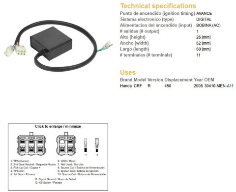 DZE MODUŁ ZAPŁONU CDI HONDA CRF 450R '08 (30410-MEN-A11) DZE ELEKTRYKA