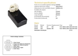 DZE MODUŁ ZAPŁONU CDI HONDA TRX 400EX '99-'04; TRX 400 SPORTRAX '99-'04 (STANDARD) (OEM-30410-HN1-003) DZE ELEKTRYKA