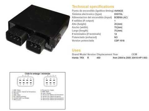 DZE MODUŁ ZAPŁONU CDI HONDA TRX 450R '04-'05 (OEM-304110-HP1-003) DZE ELEKTRYKA