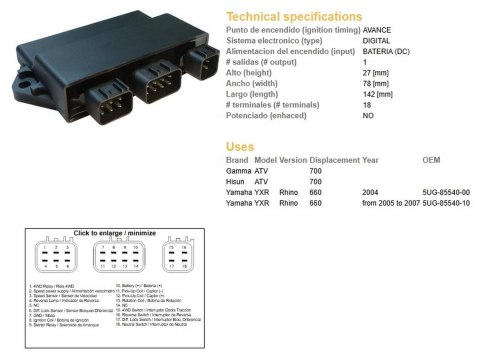 DZE MODUŁ ZAPŁONU CDI YAMAHA YXR 660 RHINO '04-'07 (5UG-85540-00) DZE ELEKTRYKA