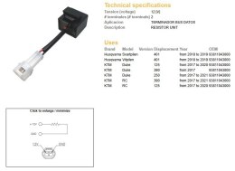 DZE PRZEKAŹNIK KTM 125 DUKE '17-'20; 250 DUKE '17-'21; 390 DUKE '17-; RC 125/390 '17-'21; HUSQVQRNA 401 SVARTPILEN '18-'19; 401  DZE ELEKTRYKA
