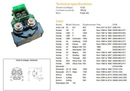 DZE PRZEKAŹNIK ROZRUSZNIKA HONDA CB 400F '89-'90; CBR 600F '87-'90; CBR1000F '89-'91; VF 500/700/750 '85-; XL 600V TRANSALP '87- DZE ELEKTRYKA