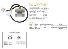DZE REGULATOR NAPIĘCIA HONDA CBR 600F F4 '01-'06 (35A) (31600-MBW-D21) (ESR431) (SH678PA) DZE ELEKTRYKA