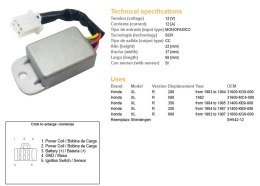 DZE REGULATOR NAPIĘCIA HONDA XL 200R '83-'84; XL 250R '84-'87; XL 350R '84-'85; XL 500 '82; XL 600 '83-'87 (ESR670) DZE ELEKTRYKA