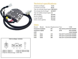 DZE REGULATOR NAPIĘCIA KTM DUKE 125 '17-'19; DUKE 250 '17-'19; DUKE 390 '17-'19; HUSQVQRNA SVARTPILEN 401 '18-'19; VITPILEN 401  DZE ELEKTRYKA