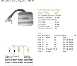 DZE REGULATOR NAPIĘCIA SUZUKI GS 450L '84-'88; GS 700E '85-'86; GS 750ES/EF/ESD '83-'85; GS 1100ES/EF '84-'86; GR 650 TEMPTER '8 DZE ELEKTRYKA