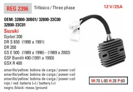 DZE REGULATOR NAPIĘCIA SUZUKI GSF 400 BANDIT '90-'94; GS 500E '89-'02; DR 650S '90-'91 (ESR170) (32800-33C00) DZE ELEKTRYKA
