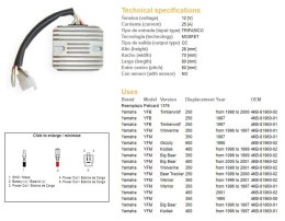 DZE REGULATOR NAPIĘCIA YAMAHA YFM 350 BIG BEAR '96-'99, WARRIOR 350 '96-'01, WOLVERINE 350 '95-'01, YFM 400 KODIAK '98-'99; YFM  DZE ELEKTRYKA