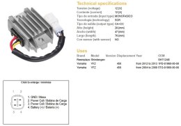DZE REGULATOR NAPIĘCIA YAMAHA YFZ 450 '04-'09; YFZ 450 '12-'13 (SH712AB) (5TG-81960-00-00) (1PD-81960-00-00) (12A) DZE ELEKTRYKA