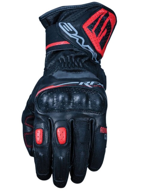FIVE GLOVES RĘKAWICE SKÓRZANE RFX SPORT EVO KOLOR CZARNY/CZERWONY FLUO ROZMIAR 10 (L) FIVE
