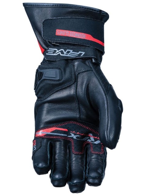 FIVE GLOVES RĘKAWICE SKÓRZANE RFX SPORT EVO KOLOR CZARNY/CZERWONY FLUO ROZMIAR 10 (L) FIVE