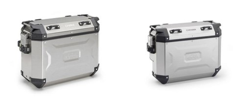 KAPPA 2025/05 KUFRY BOCZNE 37L PRAWY I 48L LEWY MONOKEY CAM SIDE KVG48A KVG37A K'VOYAGER ALUMINIOWE KOLOR SREBRNY KAPPA