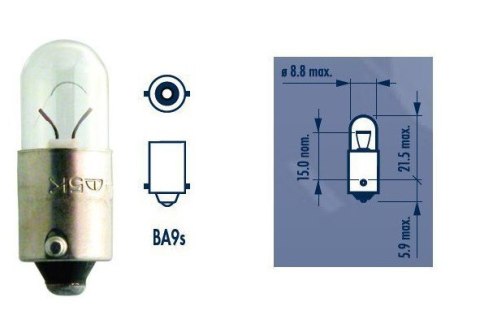 NARVA ŻARÓWKA T4W 12 4W BA9S (POSTOJÓWKA - ŚWIATŁO POSTOJOWE - POZYCYJNE) NARVA