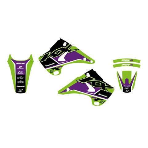 BLACKBIRD KOMPLET NAKLEJEK (OKLEIN) KAWASAKI KX 125/250 '03-'08 DREAM 5 KOLOR ZIELONY CZARNY BLACKBIRD