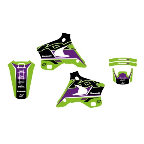 BLACKBIRD KOMPLET NAKLEJEK (OKLEIN) KAWASAKI KX 125/250 '94-'98 DREAM 5 KOLOR ZIELONY CZARNY BLACKBIRD